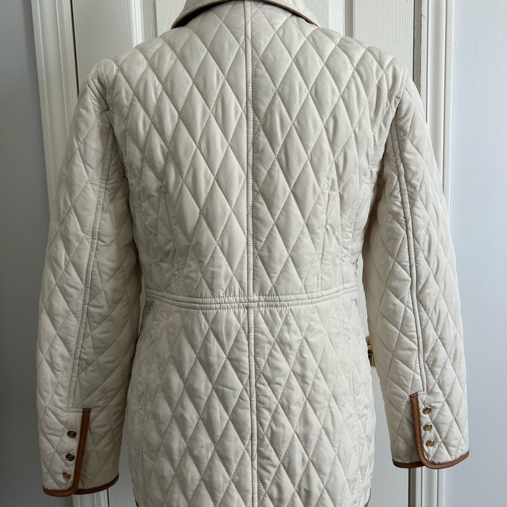 Chico's Cream and Brown Puffer Jacket with Quilted Design - Picture 5 of 7
